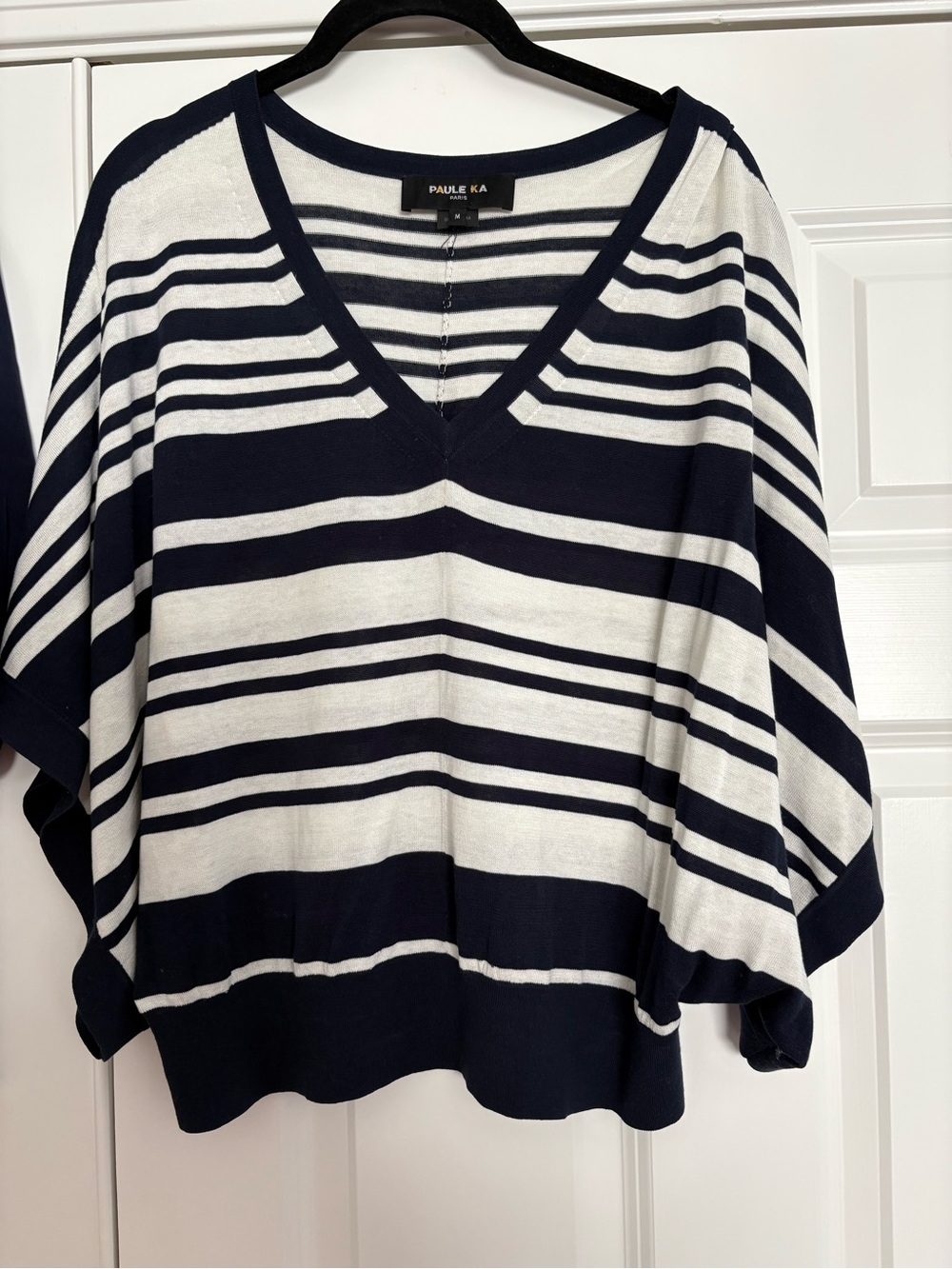 PAULE KA Navy & White Striped V-Neck Pullover